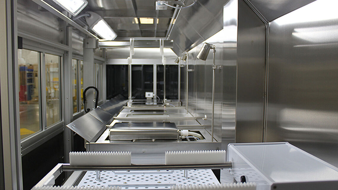 Process baths of the stainless-steel version of the Evolution Stainless-steel version of the Evolution for Solvent application tailored to Customer Specification