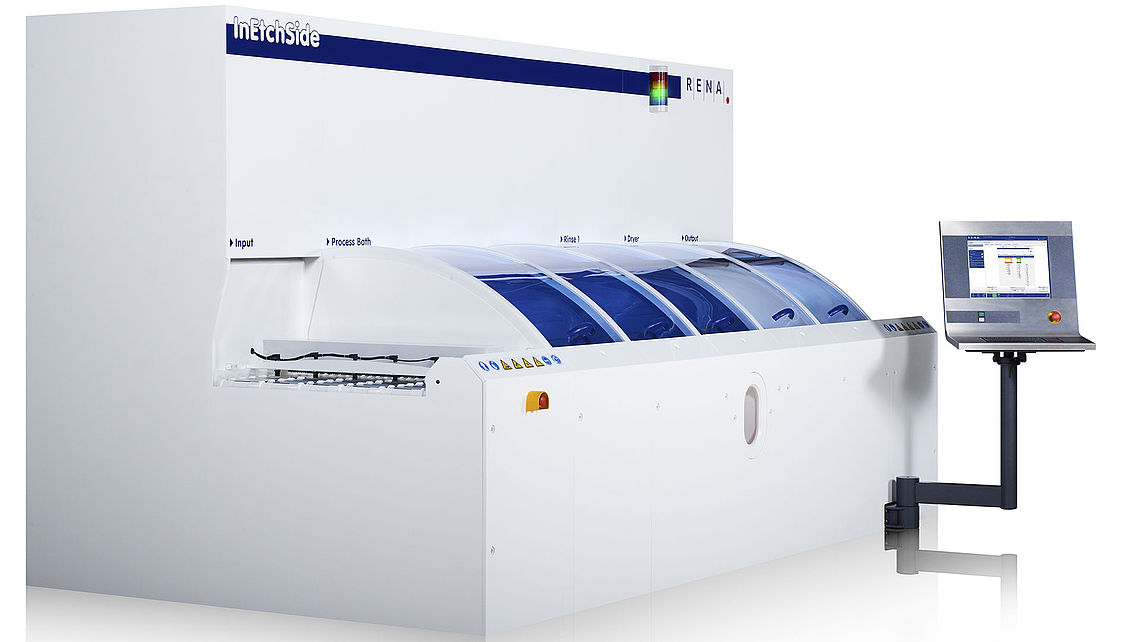 Automatische Verarbeitungsanlage RENA InEtchSide wurde für die einseitige Entfernung von Siliziumoxid-Schichten und dotiertem Glas automatische Verarbeitungsanlage RENA InEtchSide
